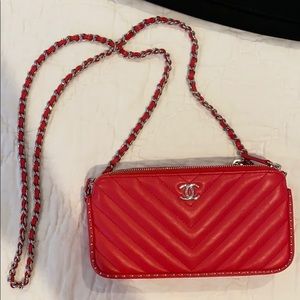 Chanel studded clutch on chain